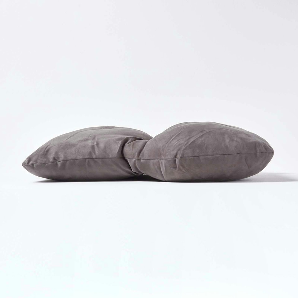 image 1 of Homescapes Grey Faux Suede Back Support Cushion | Grey | Grey | H 58 x W 68 x D 15 cm