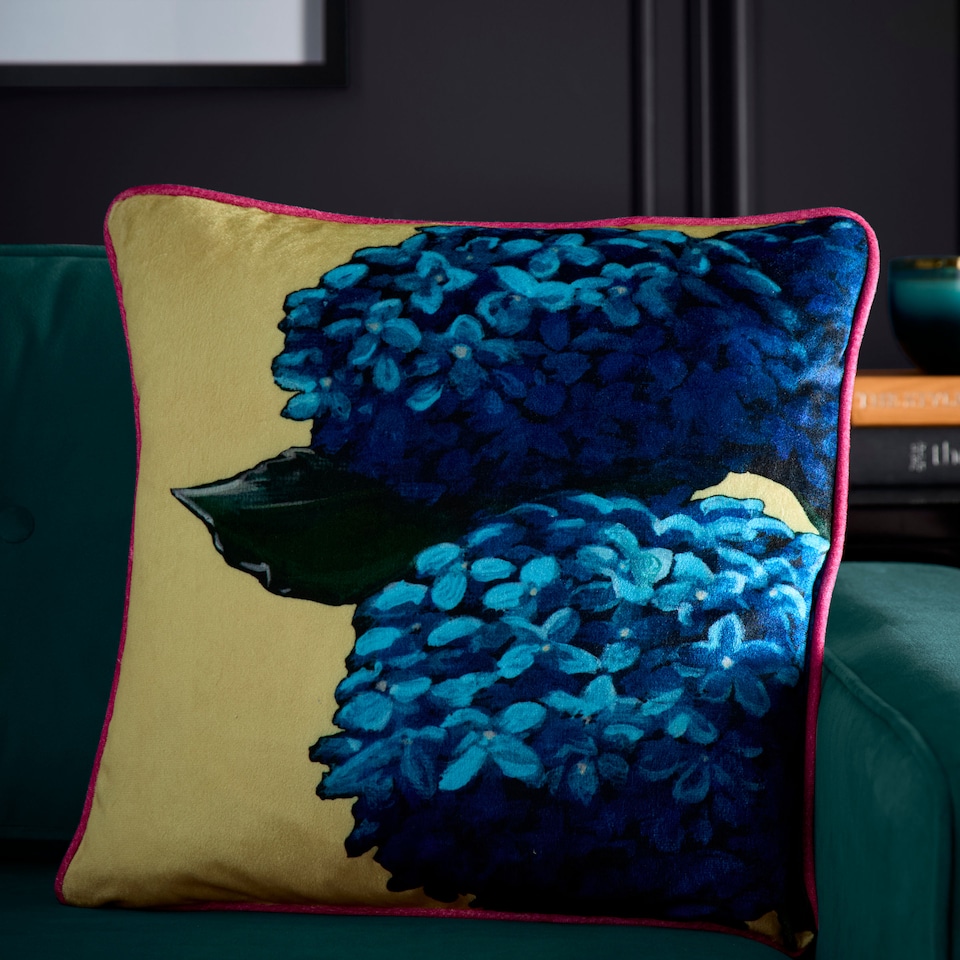 image 1 of Laurence Llewelyn-Bowen Hiyah Hydrangea Cushion Cover Lime