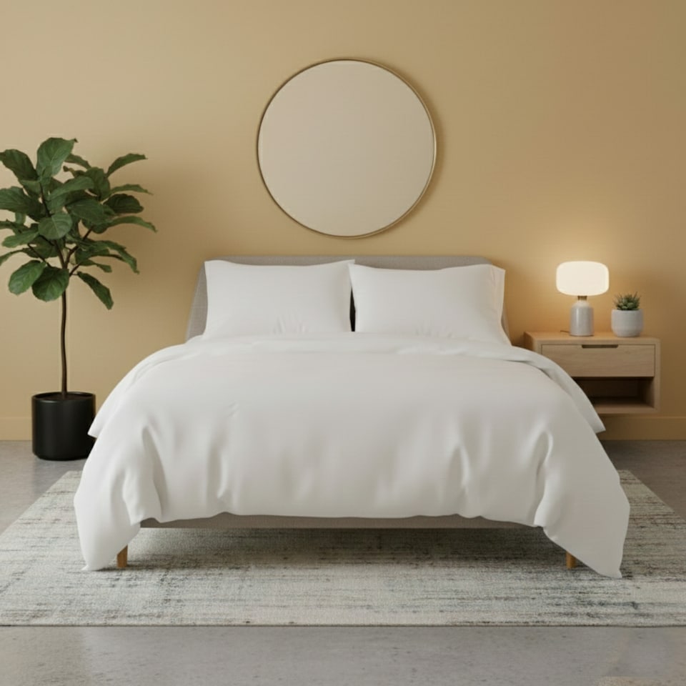 image 1 of Flannelette Cotton Duvet Cover Set Soft Brushed Warm Bedding Set | White | Single