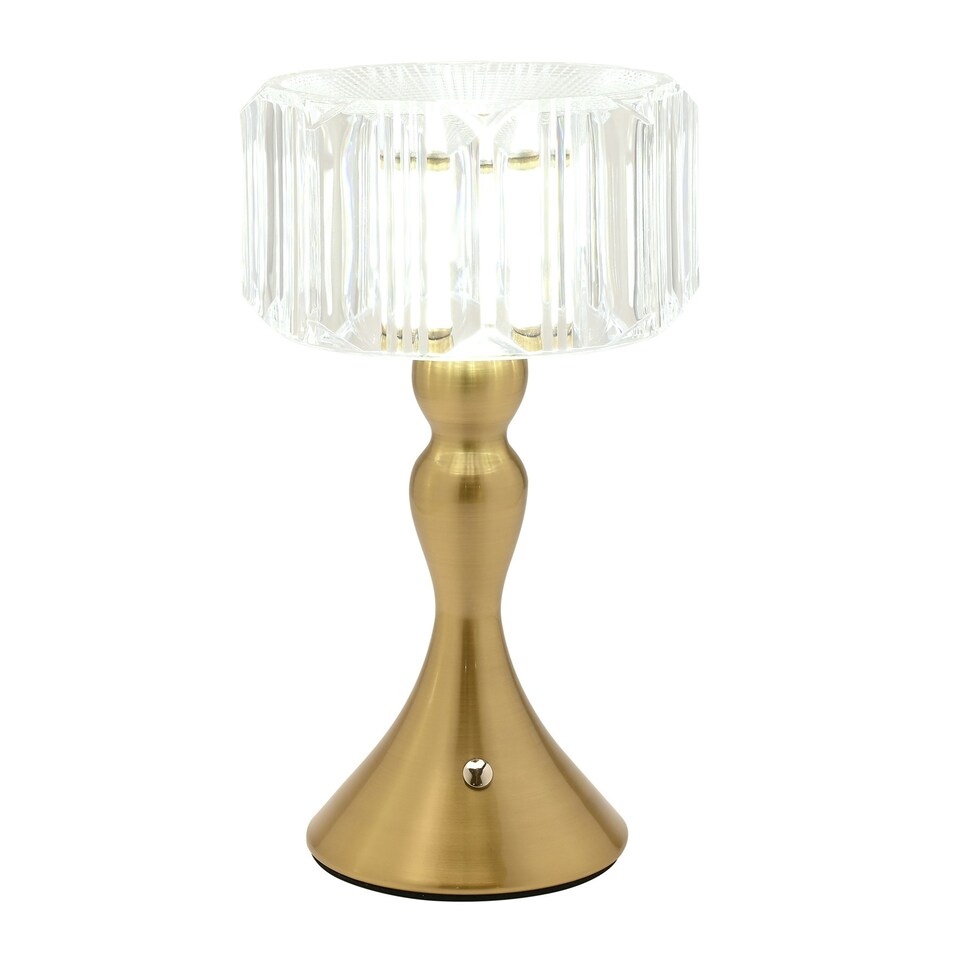 image 1 of Hestia Crystal Effect USB Touch Table Lamp with Curved Bronze Base