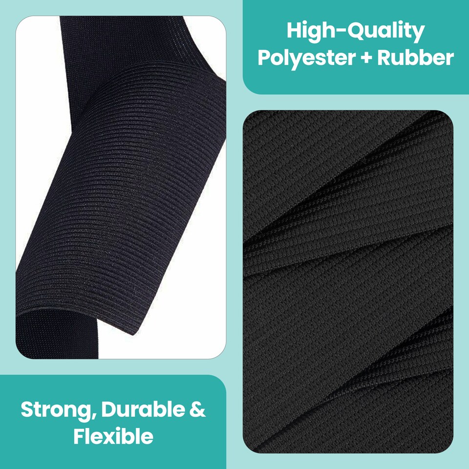 image 1 of 50mm Black Wide Flat Elastic Band, Polyester Elastic Cord - 2M