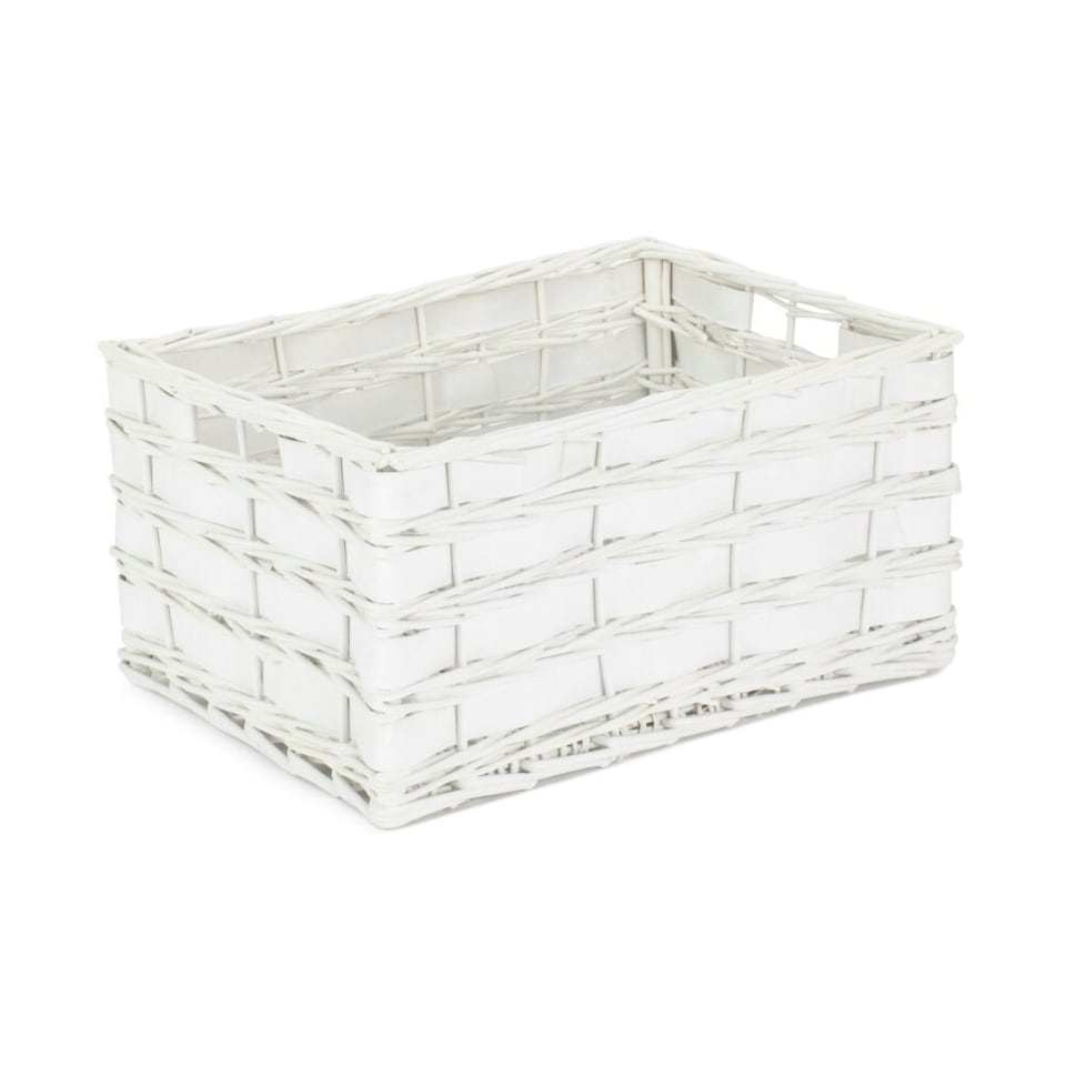 image 1 of Unlined Medium White Scandi Storage Basket | White | White
