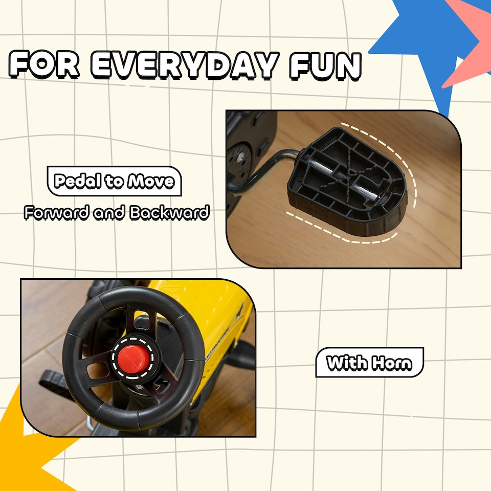 image 1 of HOMCOM Pedal Go Kart Ride on Tractor with Shovel & Rake Four Wheels Child Toy