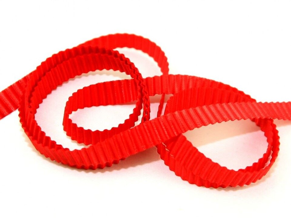 Minerva Red 17mm Pleated Satin Ribbon for Dressmaking - per metre