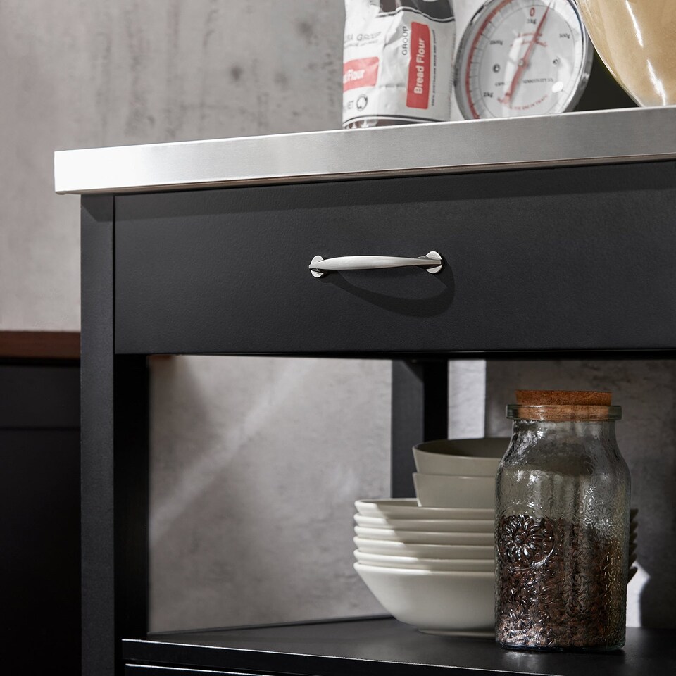 image 1 of SoBuy FKW22-SCH,Stainless Steel Top Kitchen Trolley Microwave Stand on Wheels