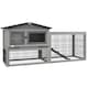 image 1 of PawHut Rabbit Hutch, Wooden Guinea Pig Hutch with Run & Tray, Grey