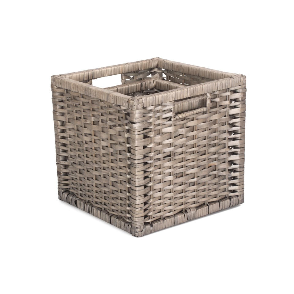 image 1 of Set of 2 Wooden Framed Split Willow Storage Basket | Brown | Brown | Not provided