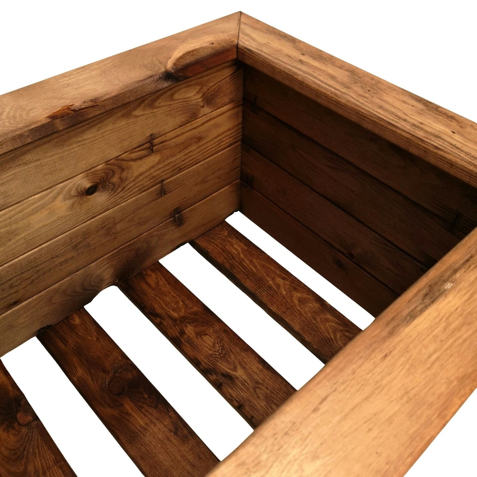 image 1 of Hand Made 108cm x 41cm Rustic Wooden Large Garden Trough / Flower Bed Planter