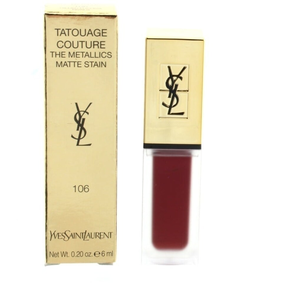 image 1 of YSL Tatouage Couture Red Liquid Lipstick 106 Gilded Fuchsia Rivals Red | 106 Gilded Fuchsia Rivals