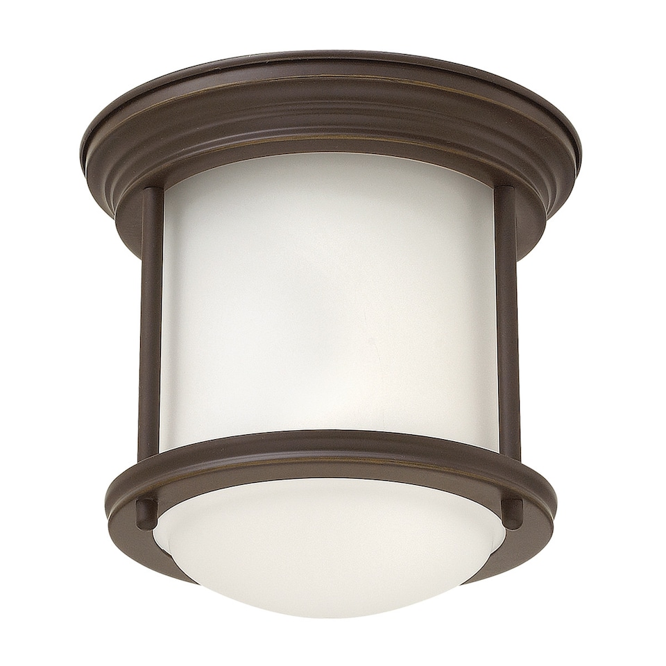 image 1 of Hinkley Hadrian 1 Light Flush Mount Oil Rubbed Bronze with Opal Glass IP44