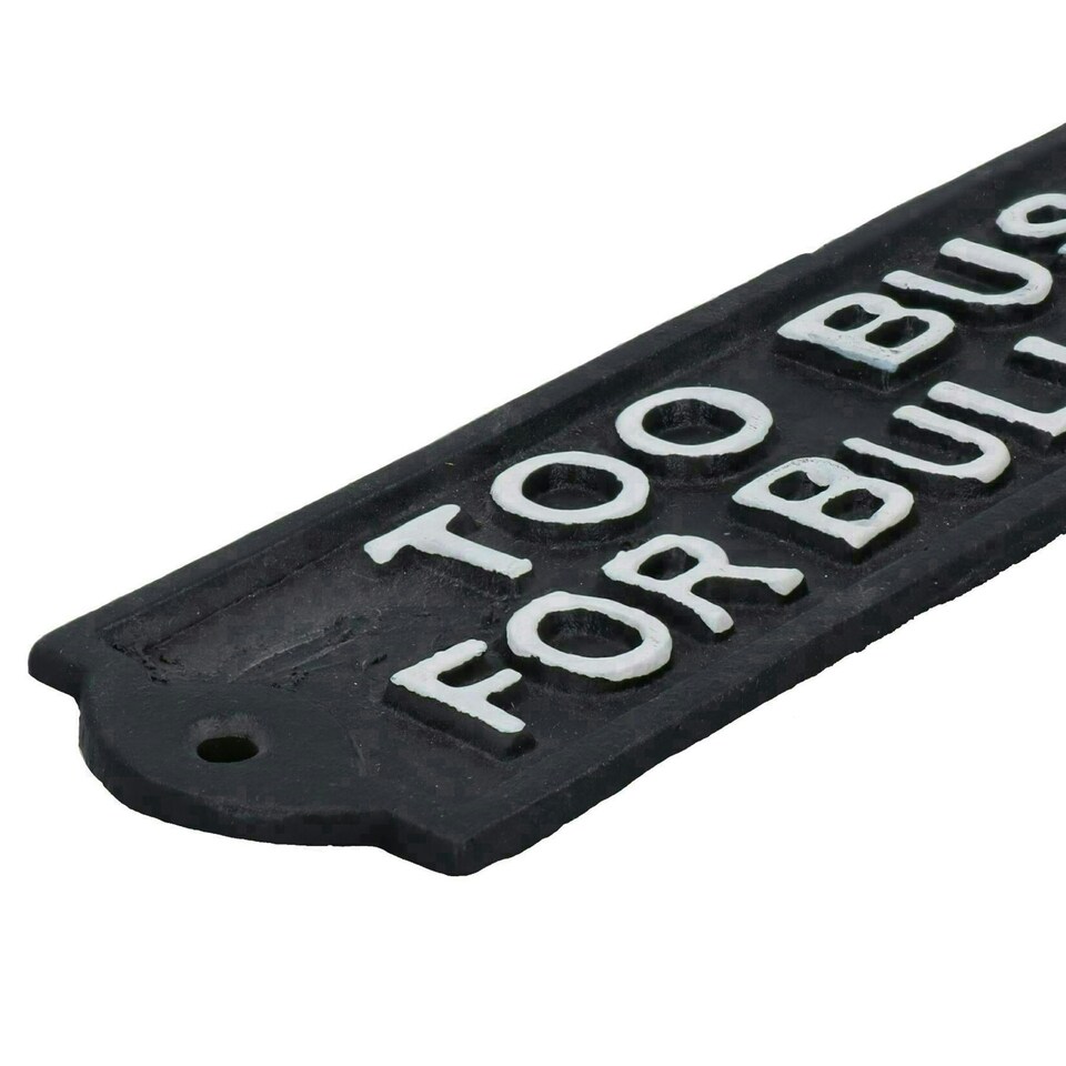 image 1 of Too Busy For Bull Sign Cast Iron Sign Plaque Door Wall House Garden Office