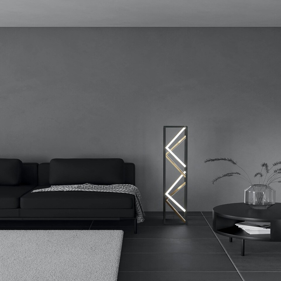 image 1 of Eglo Penela Black and Gold Floor Lamp
