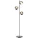 image 1 of HOMCOM 3Light Floor Lamp for Living Room with Glass Global Lampshade, Modern Standing Lamp for Bedroom, Bulb not Included, Grey