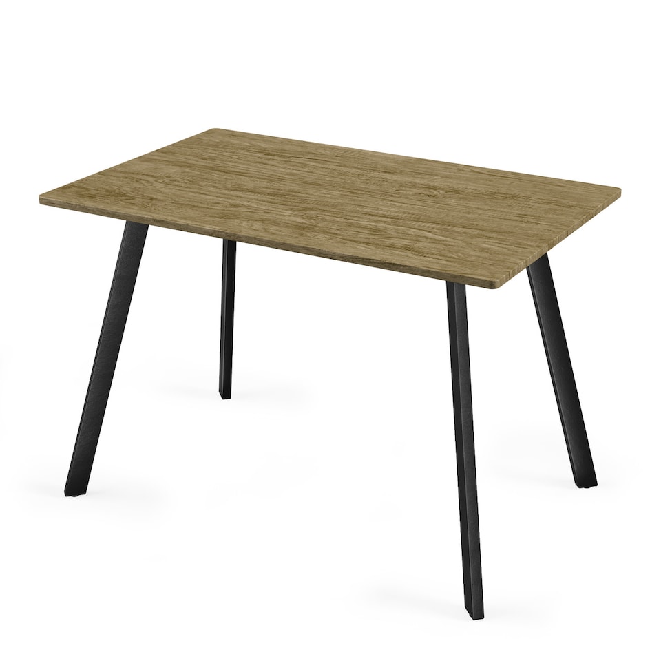 image 1 of 110cm Rectangular Dining Table with Metal Legs | Brown | Oak | 1