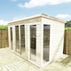 image 1 of 14 x 7 PENT Pressure Treated Tongue And Groove Pent Summerhouse with Higher Eaves and Ridge Height  (14' x 7' / 14ft x 7ft) (14x7)