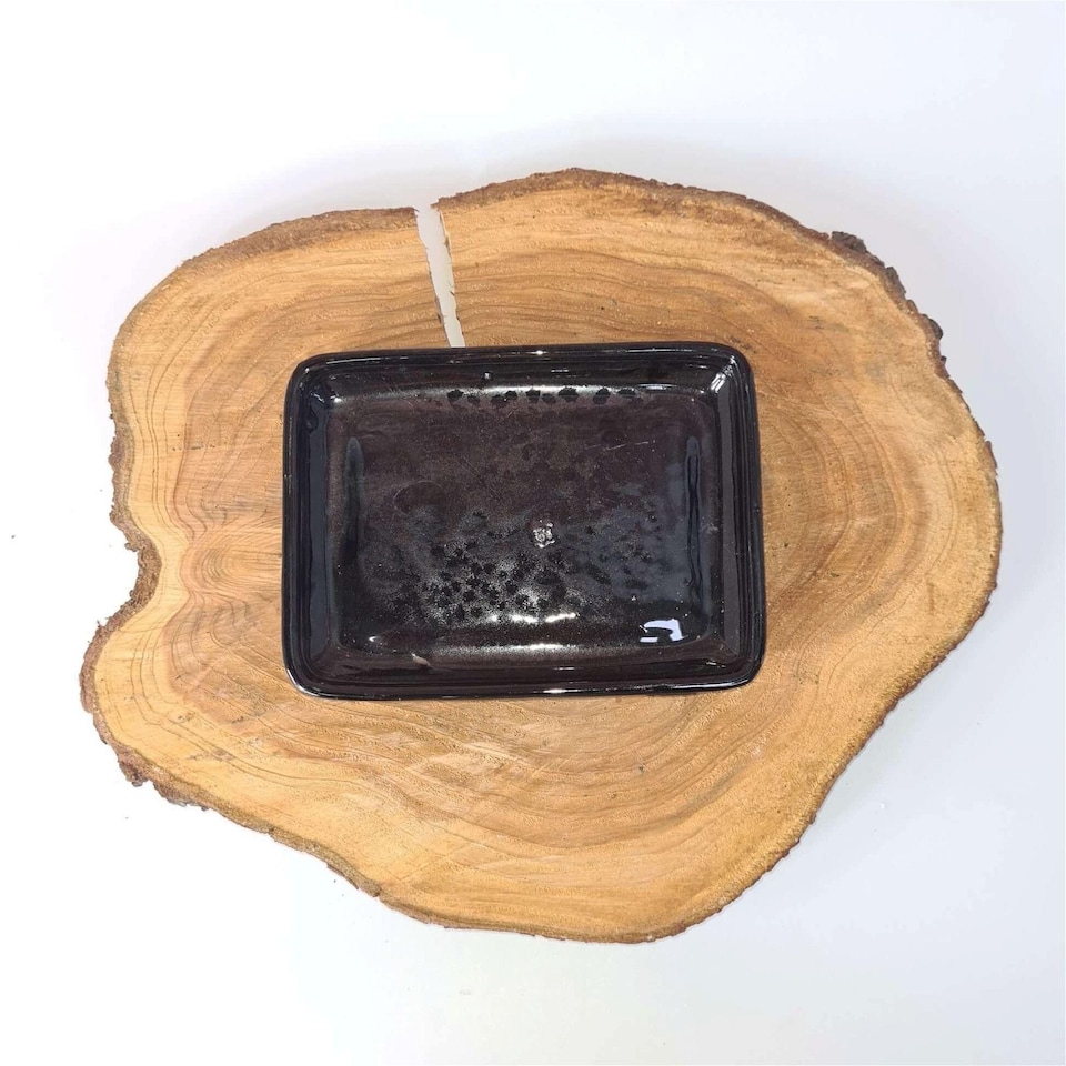 Yorkshire Bonsai 26cm Glazed Drip Tray Rectangle Black