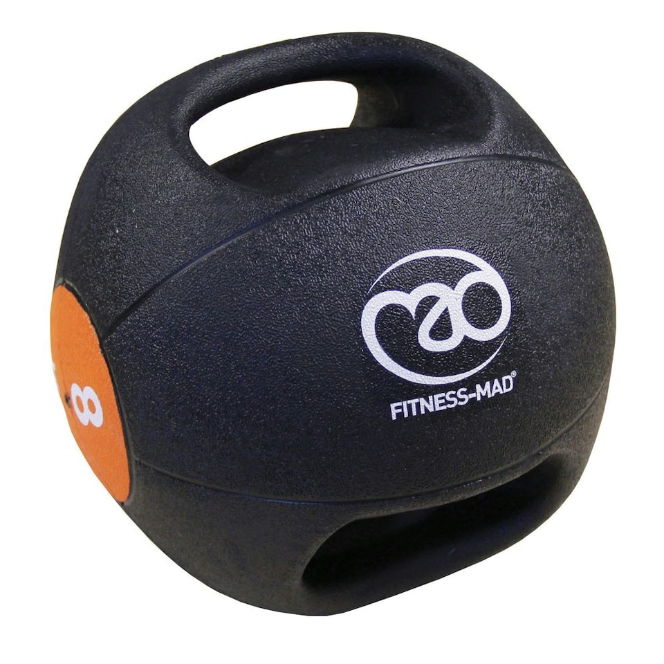 image 1 of Fitness Mad Medicine Ball - Black/Orange - 8kg