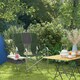 image 2 of Outsunny Folding Directors Chair Aluminium Camping Chair with Cooler Bag Green