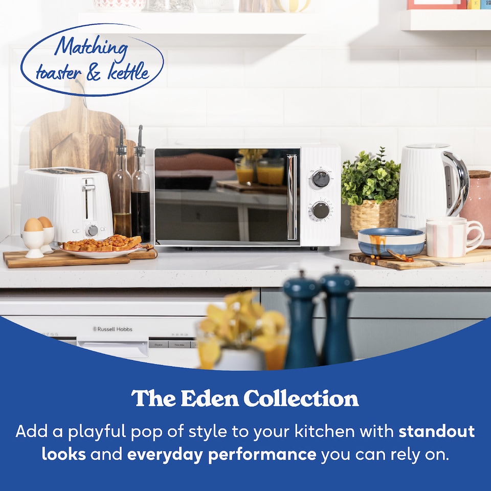 image 1 of Russell Hobbs Manual Microwave Eden 17L with 5 Power Levels White RHMM725