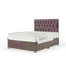 Mauve Naples Velvet No Drawer Divan Base and Lona Headboard Double