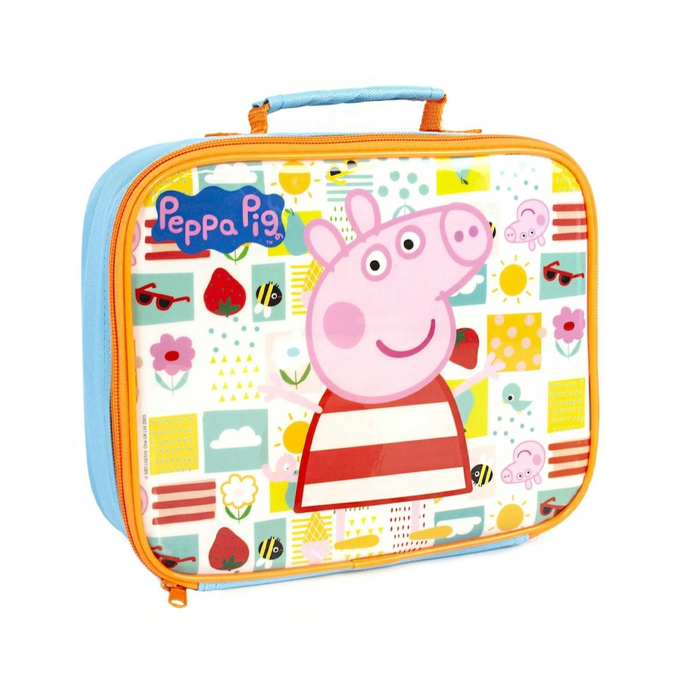 image 1 of Peppa Pig Lunch Bag Set - Blue/Orange - One Size