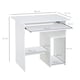 image 3 of HOMCOM Compact Small Computer Table Wooden Desk Keyboard Tray Storage Shelf Modern Corner Table Home Office White