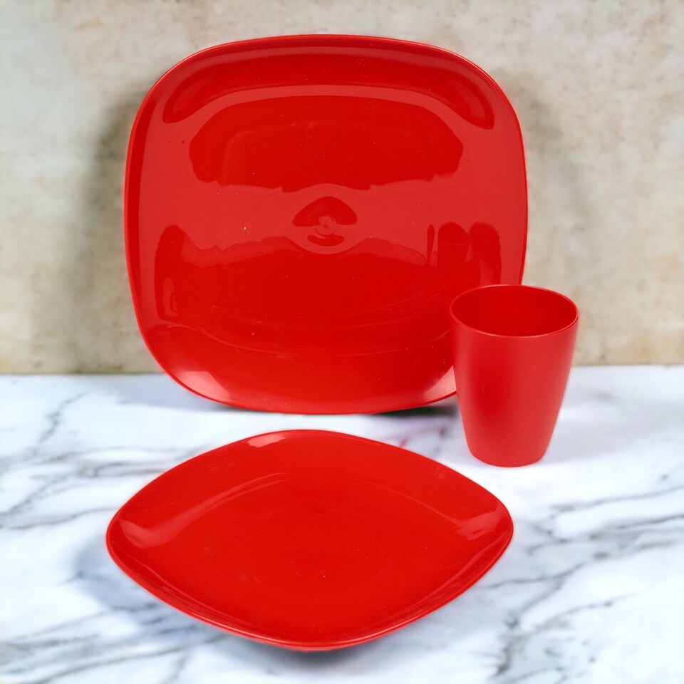 image 1 of 12pc Plastic Dinner Set | Multi | 1