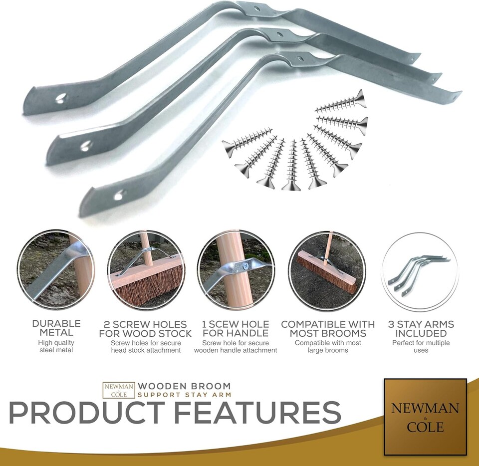 image 1 of Duty Metal Broom Stay Arms Large Brush Support Bracket
