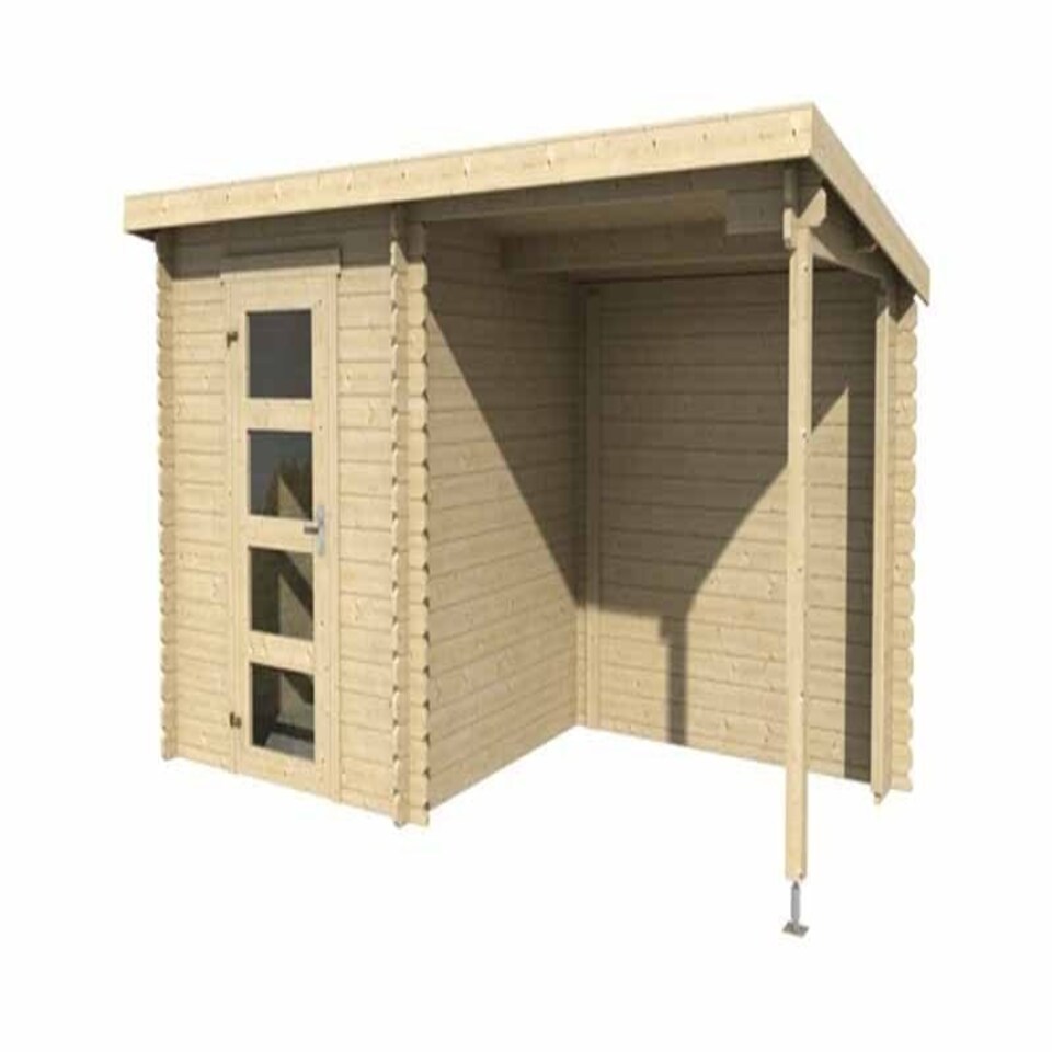 image 1 of Jelle 175 Plus-Log Cabin, Wooden Garden Room, Timber Summerhouse, Home Office - L390 x W214.4 x H210.9 cm Brown