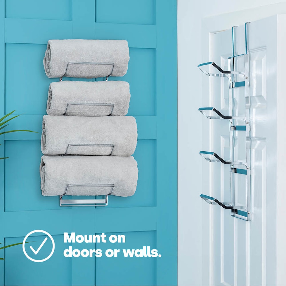 image 1 of Over Door Towel Holder Rack Chrome