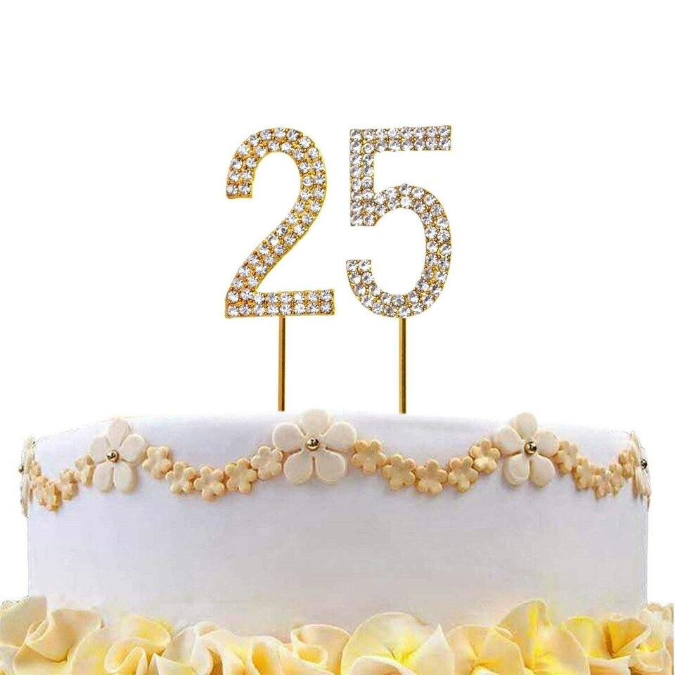 image 1 of Cake Topper Number 25 - Gold Diamond Gold