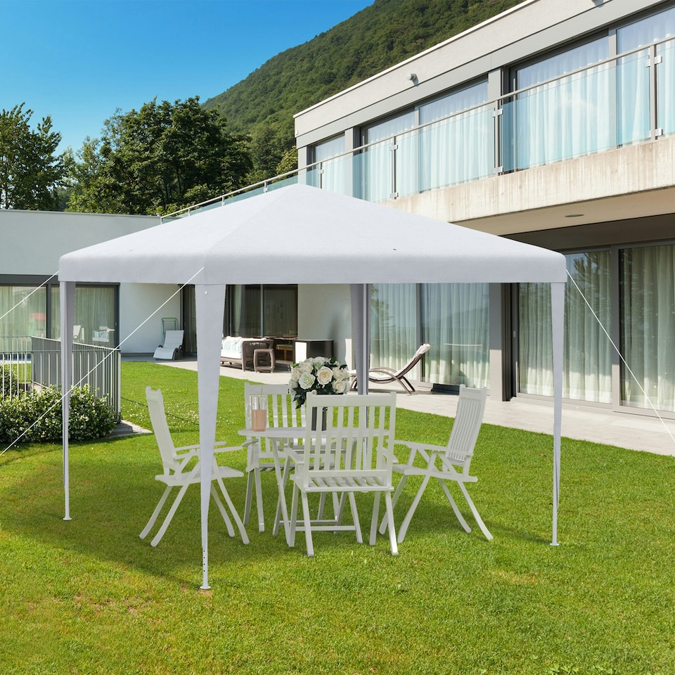 image 1 of Outsunny Garden Gazebo Marquee Party Tent Wedding Canopy Patio White 2.7 x 2.7m