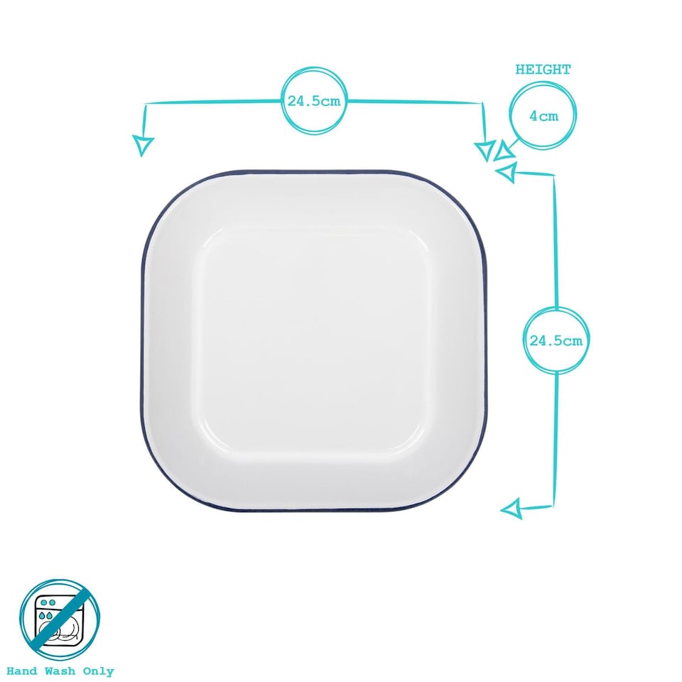 image 1 of Argon Tableware White Square Enamel Baking Tray - 24.5cm x 24.5cm - Green