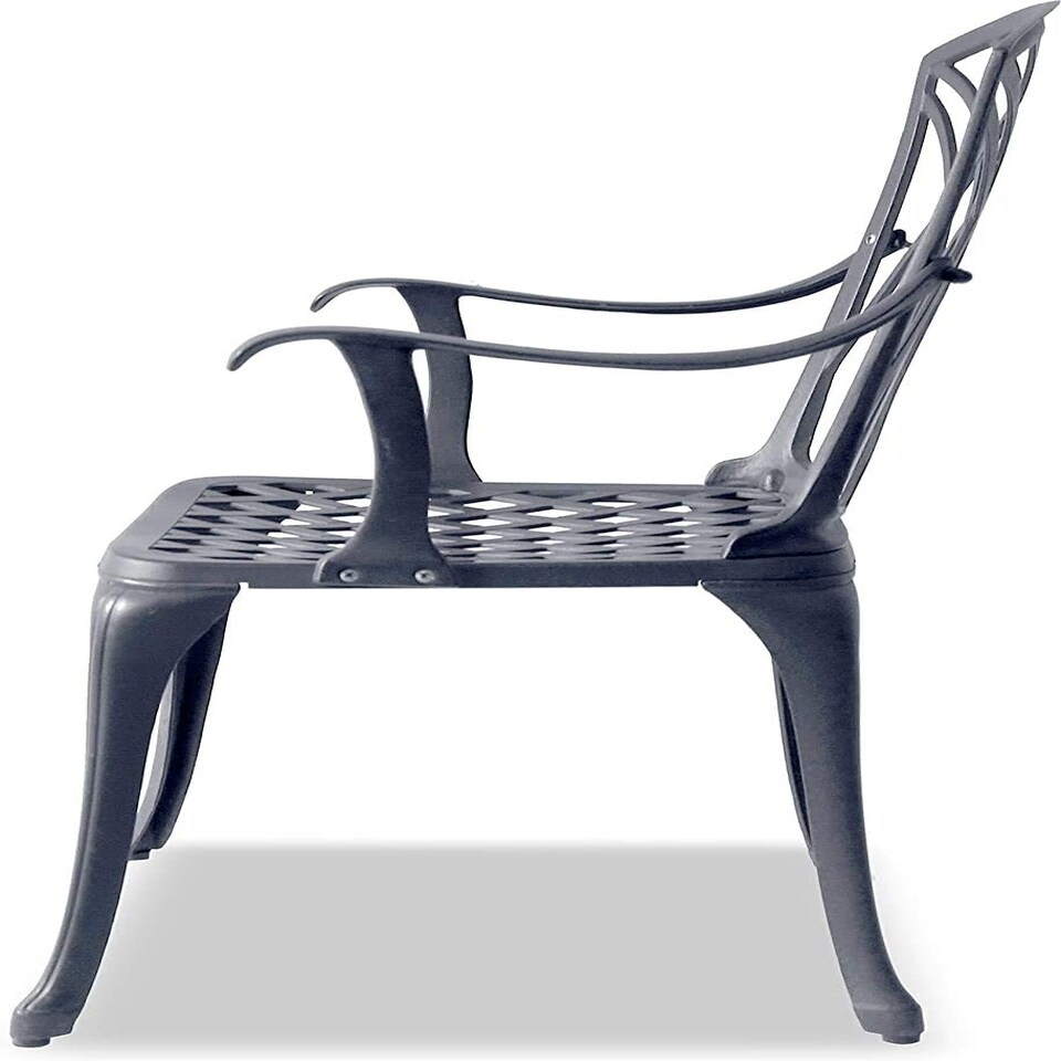 image 1 of Centurion Supports OSHOWA Luxurious Garden and Patio Table and 4 Large Chairs with Armrests Cast Aluminium Bistro Set Grey