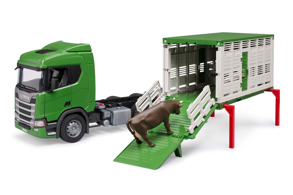 image 1 of Bruder Scania Super 560R Cattle transportation truck with 1 cattle Detailed Vehicle & Playset Model
