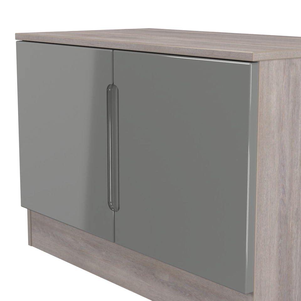 image 1 of Lucca Compact 2 Door Cupboard in Grey Gloss & Grey Oak (Ready Assembled) | Grey | Grey Gloss & Grey Oak