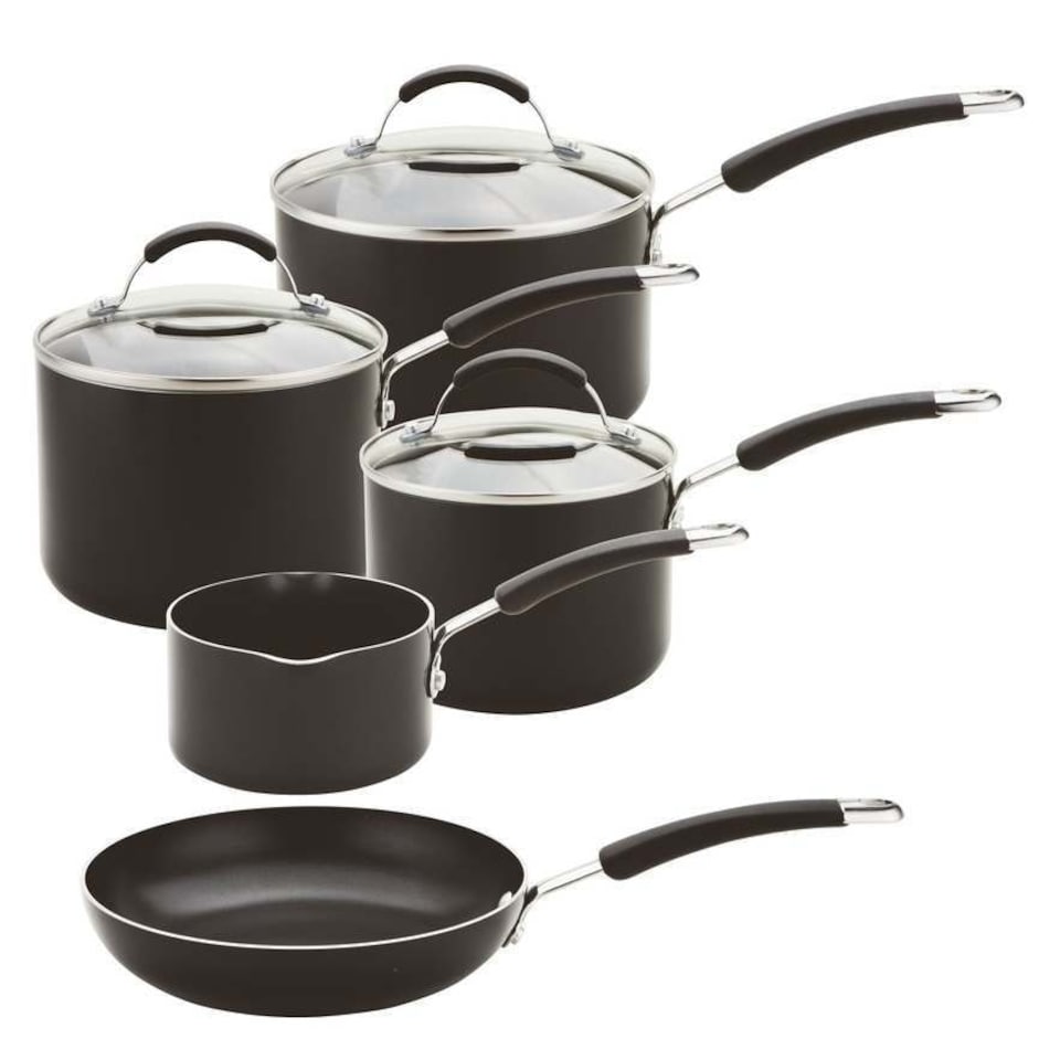 image 1 of Meyer: Non-Stick Induction Frying Pan, Saucepan & Lid Set - 5 Pieces