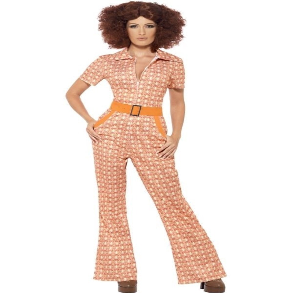 Authentic 70s Chic Costume - Orange - with Jumpsuit - 43188L L