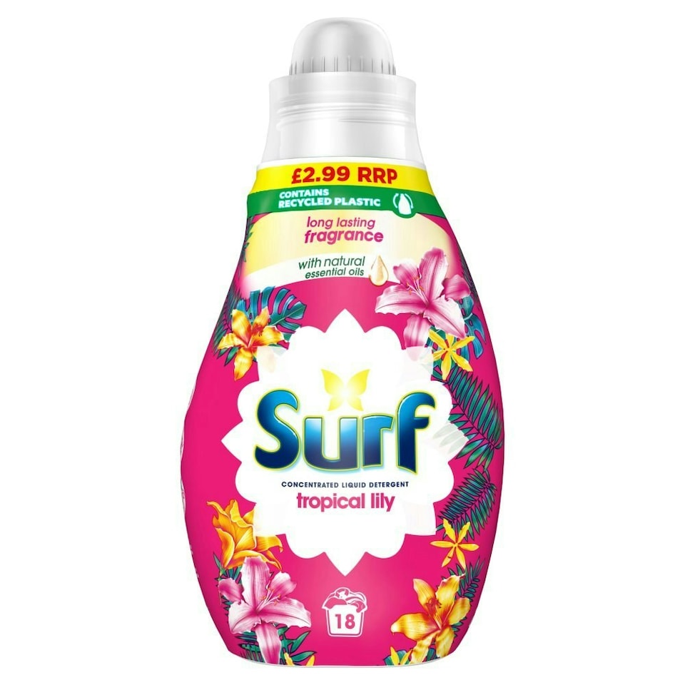 Surf Concentrated Liquid Laundry Detergent Tropical Lily 18 Washes 486ml (Pack of 4)