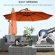 image 3 of Outsunny 3(m) Cantilever Parasol Banana Umbrella w/ Crank, Orange | Orange | Orange