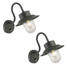 Set of 2 Montford - Black Motion Sensor Outdoor Wall Lights Black | Clear