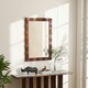 image 6 of COSTWAY Farmhouse Wall Mirror Wood Vanity Wall Mirror Brown Brown