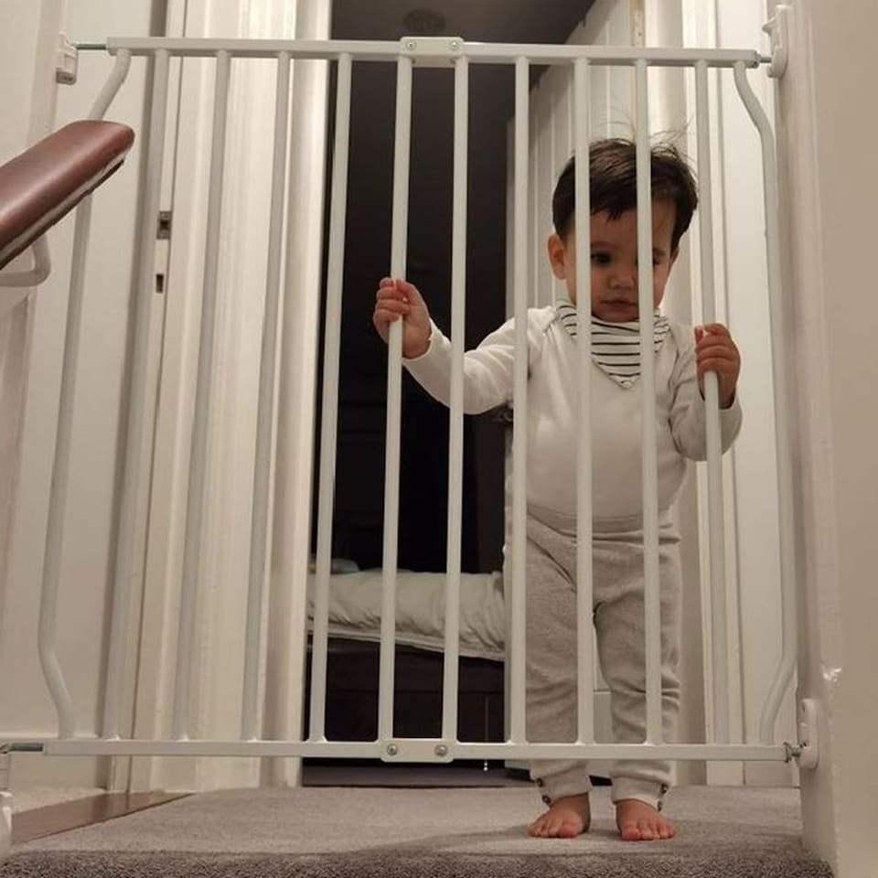 image 1 of Safetots Eco Screw Fit Baby Gate, White, 70cm - 80cm, Stair Gate for Toddler and Baby, Screw Fit Safety Barrier