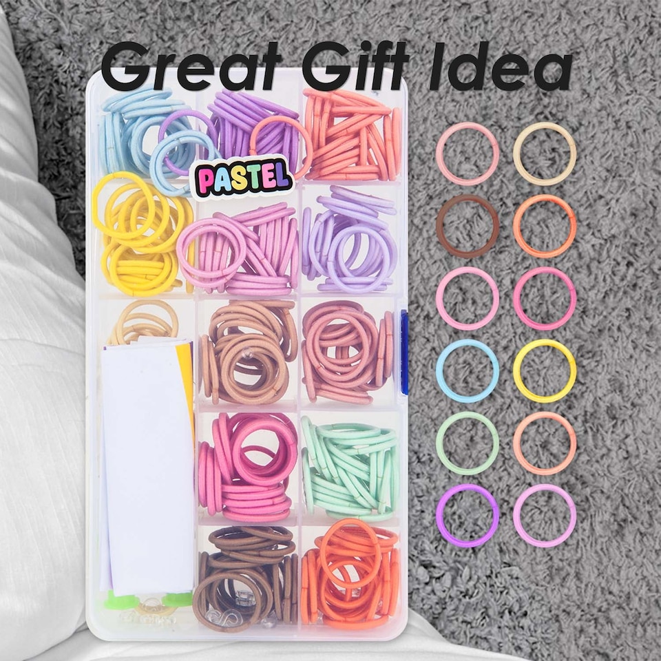 image 1 of PMS Loom Bands Pastel 250-Piece Set in Clear Storage Box - 17cm x 10cm