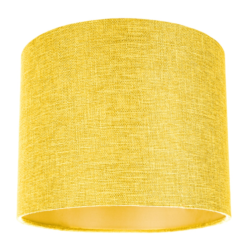 image 1 of Contemporary and Sleek Yellow Plain Linen Fabric Drum Lamp Shade 60w Maximum | Yellow
