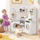image 2 of COSTWAY Corner Wooden Play Kitchen Toddler Kitchen Playset w/Sounds-White