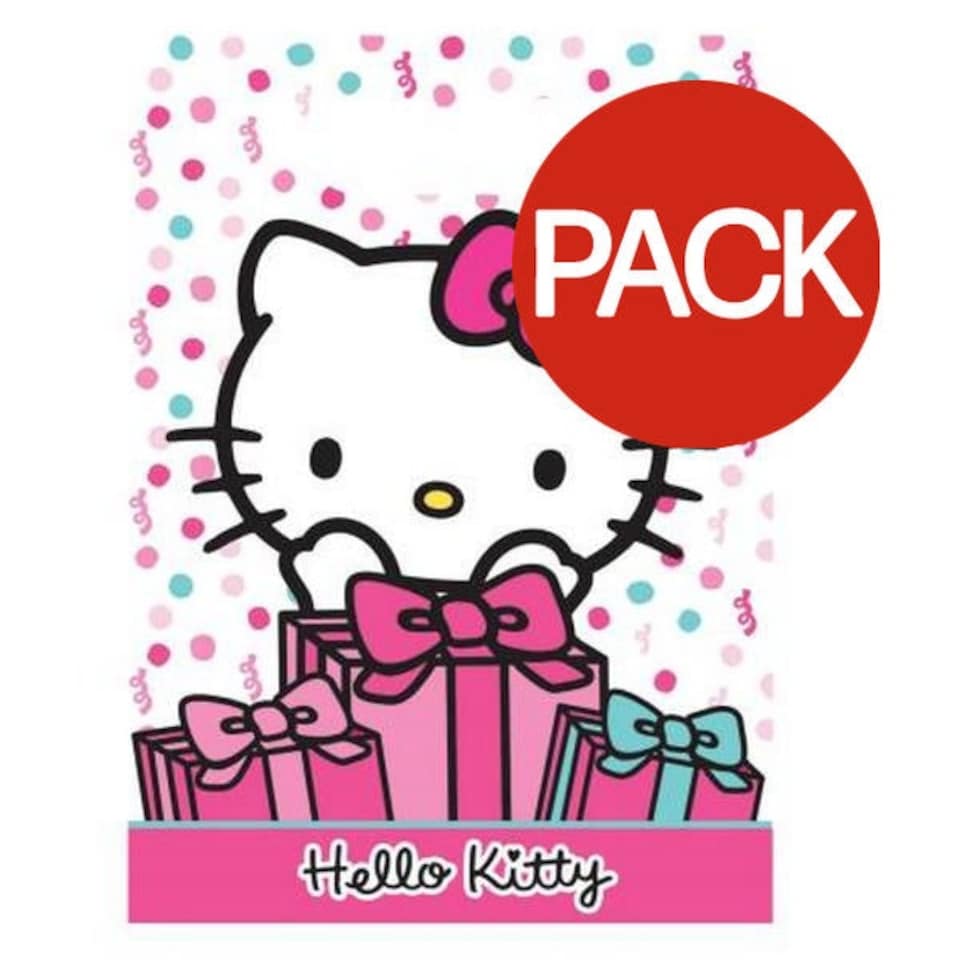 Hello Kitty Cake Party Plastic Party Bags (Pack of 8) - White/Pink - One Size