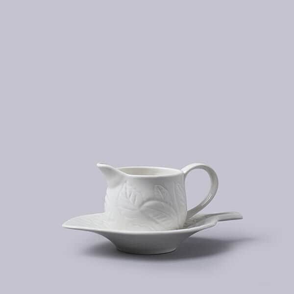 WM Bartleet & Sons Porcelain Mint Sauce Boat with Saucer in White