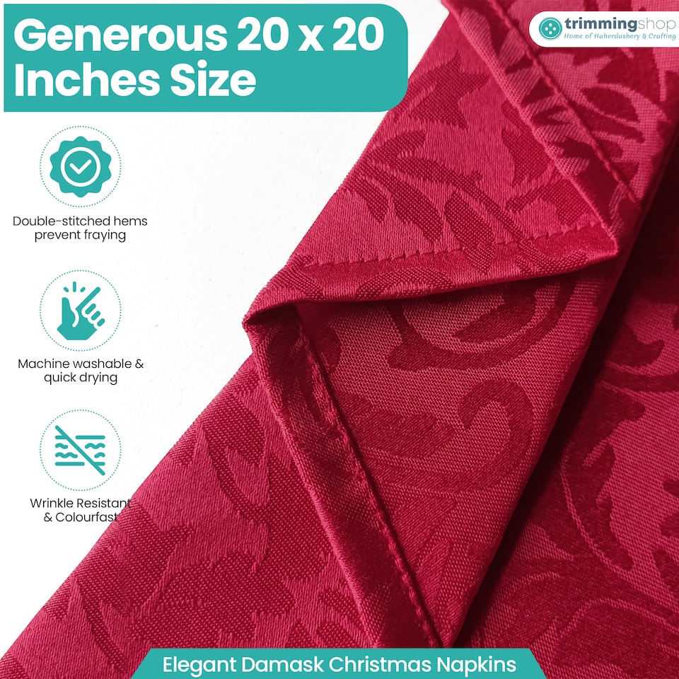image 1 of 100% Polyester Christmas Napkins Cloth Table Napkins - 20 Inch