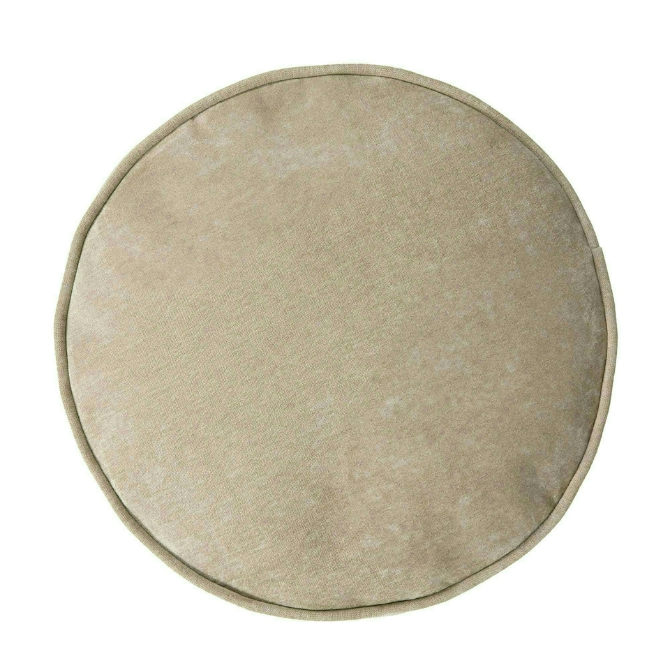 image 1 of icon Round Chenille Bean Bag Pouffe Natural Large Chenille Footstool Cream